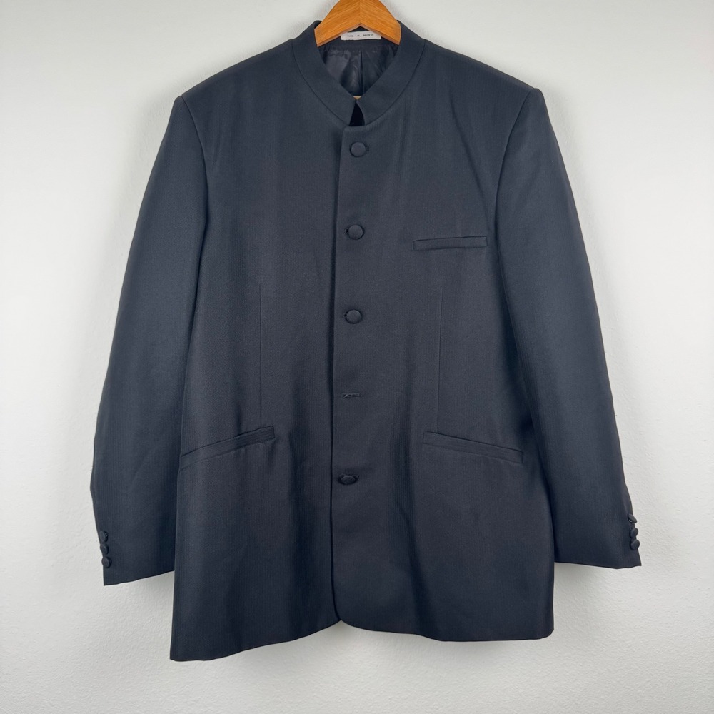 Giorgio Capelli Nehru Jacket Mens 44L Black Excellent Mandarin Collar Blazer